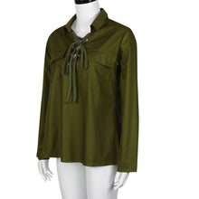 Women Blouses Sexy Deep V Neck Lace Up Tops Casual Long Sleeve Bandage Blouse Shirt blusas femininas IMY66