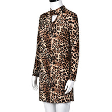 Women Casual Dress Sexy Hollow Slim O-neck Leopard Print Long Sleeve Mini Party Club Dress vestidos femininos IMY66