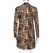 Women Casual Dress Sexy Hollow Slim O-neck Leopard Print Long Sleeve Mini Party Club Dress vestidos femininos IMY66