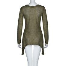 Women Casual Knitted Sweater Long Sleeve V-neck Loose Irregular Top Shirt Jumper Knitwear Pullovers pull femme IMY66