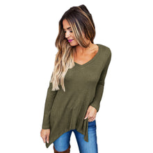 Women Casual Knitted Sweater Long Sleeve V-neck Loose Irregular Top Shirt Jumper Knitwear Pullovers pull femme IMY66