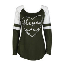 Women Casual Letter Print Striped Splicing T-Shirts O Neck Long Sleeve T-Shirt Tops T-Shirt femme camiseta mujer IMY66