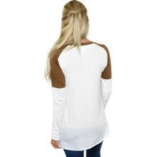 Women Casual Long Sleeve T-Shirts Splice Round Neck Reindeer Printed Tee Shirt Tops camisetas y tops IMY66