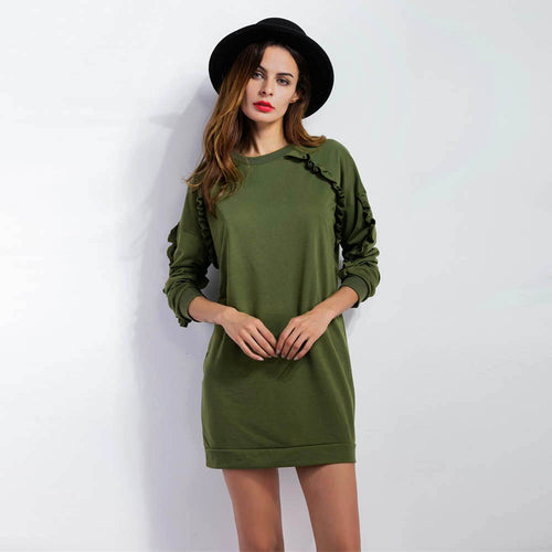 Women Casual Sweatershirt Pullover Fringe Tops Long sleeve Round Sleeve Sweatshirt Tee-Shirt femme camiseta mujer IMY66