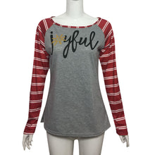 Women Casual T-Shirts Long Sleeve Round Neck Striped Joyful Tops Tee Shirt femme Camisetas Feminina IMY66