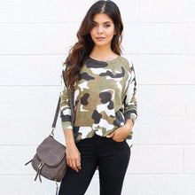Women Casual T-Shirts Camouflage Round Neck Long Sleeve Back Zipper Tops Tee Shirt femme camisetas mujer IMY66