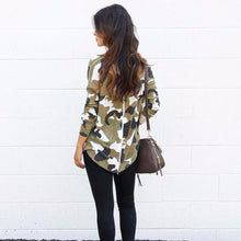 Women Casual T-Shirts Camouflage Round Neck Long Sleeve Back Zipper Tops Tee Shirt femme camisetas mujer IMY66