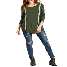 Women Casual T-Shirts Lace Long Sleeve Round Sleeve T-Shirt Loose Cotton Tops Tee Shirt femme camisetas y tops IMY66