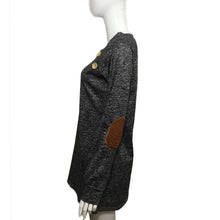 Women Casual T-Shirts Lady Long Sleeve Round Neck Button Elbow Patch Long Sleeve tee shirt femme camisetas mujer IMY66