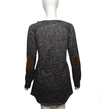 Women Casual T-Shirts Lady Long Sleeve Round Neck Button Elbow Patch Long Sleeve tee shirt femme camisetas mujer IMY66