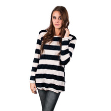 Women Casual T-Shirts Striped Button Round Neck Loose Long Sleeve Pullover Tee Shirts camisetas y tops Female IMY66