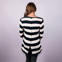 Women Casual T-Shirts Striped Button Round Neck Loose Long Sleeve Pullover Tee Shirts camisetas y tops Female IMY66