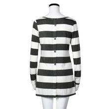 Women Casual T-Shirts Striped Button Round Neck Loose Long Sleeve Pullover Tee Shirts camisetas y tops Female IMY66