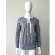 Women Clothing Lace-up Tee Shirts femme Long Sleeve Pullover Tops Casual Bandage T-shirt camisetas y tops IMY66