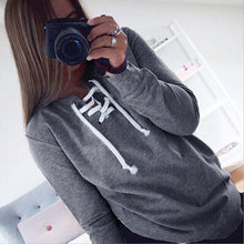 Women Clothing Lace-up Tee Shirts femme Long Sleeve Pullover Tops Casual Bandage T-shirt camisetas y tops IMY66