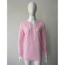 Women Clothing Lace-up Tee Shirts femme Long Sleeve Pullover Tops Casual Bandage T-shirt camisetas y tops IMY66