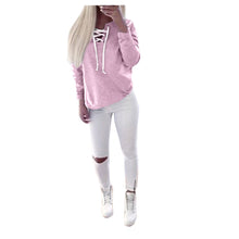 Women Clothing Lace-up Tee Shirts femme Long Sleeve Pullover Tops Casual Bandage T-shirt camisetas y tops IMY66