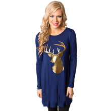 Women Dress Ladies Casual Round Collar Elk Long Sleeve Party Mini Dress vestidos feminino IMY66