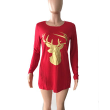 Women Dress Ladies Casual Round Collar Elk Long Sleeve Party Mini Dress vestidos feminino IMY66