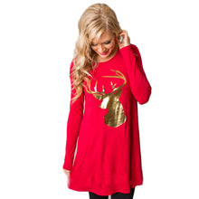 Women Dress Ladies Casual Round Collar Elk Long Sleeve Party Mini Dress vestidos feminino IMY66