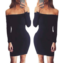 Women Dress Sexy Off Shoulder Strapless Bandage Dress Long Sleeve Slim Party Dress vestidos feminino IMY66