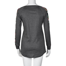 Women Floral Splice Printing T-Shirts Long Sleeve O Neck Pullover Tops T-Shirt Tee shirt femme camisetas y tops IMY66