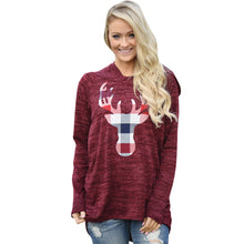 Women Hooded Sweatshirt Plaid Reindeer Hoodie Sweatshirt Pullovers T-Shirts camisetas y tops IMY66