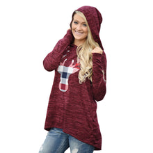 Women Hooded Sweatshirt Plaid Reindeer Hoodie Sweatshirt Pullovers T-Shirts camisetas y tops IMY66