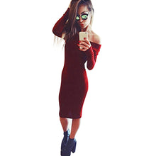 Women Knitted Sweater Dress Lady Sexy Off Shoulder Package Hip Pencil Long Maxi Dress vestidos femininos IMY66