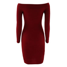 Women Knitted Sweater Dress Lady Sexy Off Shoulder Package Hip Pencil Long Maxi Dress vestidos femininos IMY66