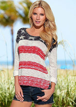 Women Knitted Sweaters Stripe Stars Long Sleeve Loose Knit Casual Tee Tops Sweaters Pullovers pull femme IMY66