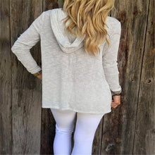 Women Knitted Sweaters Womens Sexy V Neck Long Sleeve Hooded Knitwear Shirt Casual Loose Tops Pullover pull femme IMY66