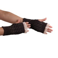 Women Lace Wool Arm Warmers Fingerless Gloves Button Knitted Mitten Long Gloves guantes tactical gloves IMY66