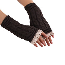 Women Lace Wool Arm Warmers Fingerless Gloves Button Knitted Mitten Long Gloves guantes tactical gloves IMY66