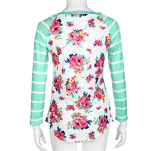 Women Ladies Casual T-Shirts Bohemian Floral Printing Splice Long Sleeve Tops Tee Shirt femme camisetas y tops IMY66