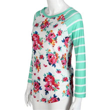 Women Ladies Casual T-Shirts Bohemian Floral Printing Splice Long Sleeve Tops Tee Shirt femme camisetas y tops IMY66