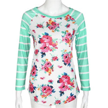 Women Ladies Casual T-Shirts Bohemian Floral Printing Splice Long Sleeve Tops Tee Shirt femme camisetas y tops IMY66