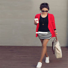 Women Lady Casual Dress Sexy Long Sleeve Crew Neck Splice Striped Slim Pencil Party Mini Dress Vestidos Femininos IMY66