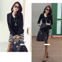 Women Lady Casual Dress Sexy Long Sleeve Crew Neck Splice Striped Slim Pencil Party Mini Dress Vestidos Femininos IMY66
