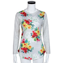 Women Long Sleeve Floral Printing Patterns Tops Casual Round Neck Tops Shirt Blouse Blusas feminina IMY66