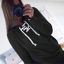 Women Long Sleeve Sweatershirts Solid Casual Lace-up Pullover Tee Shirts femme camisetas y tops IMY66