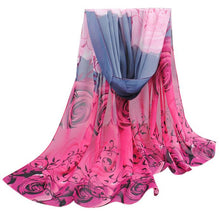 and Women Scarf Beautiful Rose Pattern Chiffon Shawl Wrap Wraps Scarf Scarves Bufandas Large Size IMY66