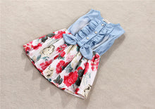 Baby Girl Kids Casual Clothing Tutu Dress Printed Flowers Denim Patchwork Princess Party Dress IMY66