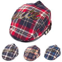 Baby Kids Toddler Plaid Beret Cap Cabbie Casquette Flat Peaked Hat Cap IMY66