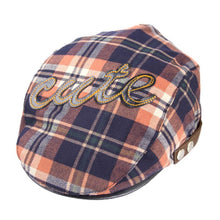 Baby Kids Toddler Plaid Beret Cap Cabbie Casquette Flat Peaked Hat Cap IMY66