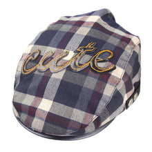 Baby Kids Toddler Plaid Beret Cap Cabbie Casquette Flat Peaked Hat Cap IMY66
