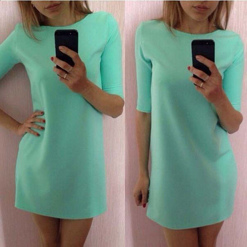 Women Girls Casual Pure Color Mini Dress Party Bandage Dress Plus Size vestido de festa IMY66