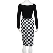 Big Size Women Ladies Sexy Dress Long Sleeve Plaid Patchwork Bodycon Midi Dress Evening Party Dress vestidos femininos IMY66