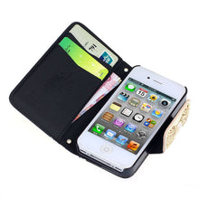 Black Fresh Cute Flip Wallet Leather Case Cover for iPhone 4 4S 4GS For Puscard IMY66