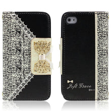 Black Fresh Cute Flip Wallet Leather Case Cover for iPhone 4 4S 4GS For Puscard IMY66